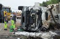 LKW umgestuerzt A 1 Rich Saarbruecken P174